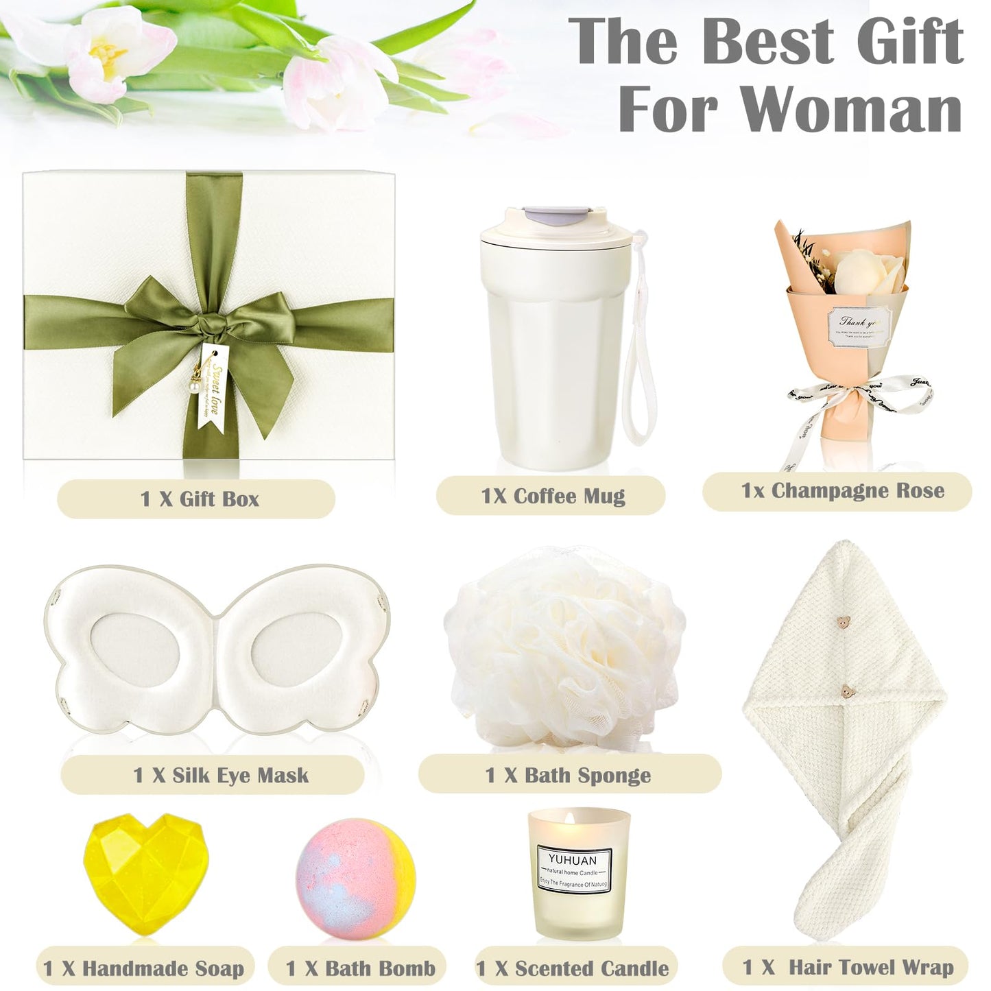 Marsheepy Happy Birthday Gifts for Women， Valentines Day Gifts，Happy Bestie Birthday Gift Basket for Women, Mom, Wife, Girlfriend, Sister, Christmas, Mothers Day Gifts