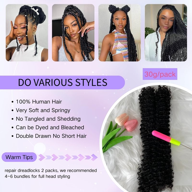 Human Braiding Hair for Boho Braids 18 Inch 100g Human Hair Braiding Hair No Weft Curly Human Hair Extensions for Bohemian Knotless Braids 2Bundles/Pack Deep Wave Bulk Human Hair for Braiding
