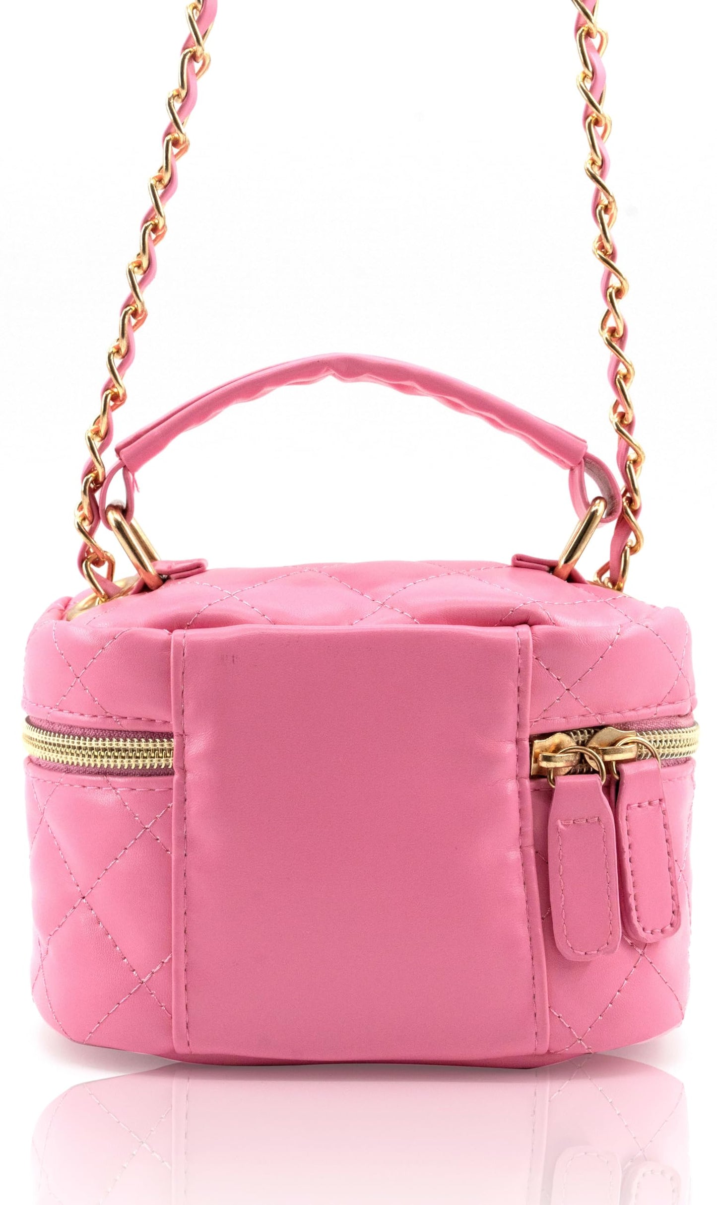 Sanrio Hello Kitty Crossbody Bag for Women | Pink Quilted PU Leather Mini Purse with Gold Chain Strap | Cute Hello Kitty Handbag, Top Handle Bowler Bag, Y2K Kawaii Aesthetic for Teens, Girls