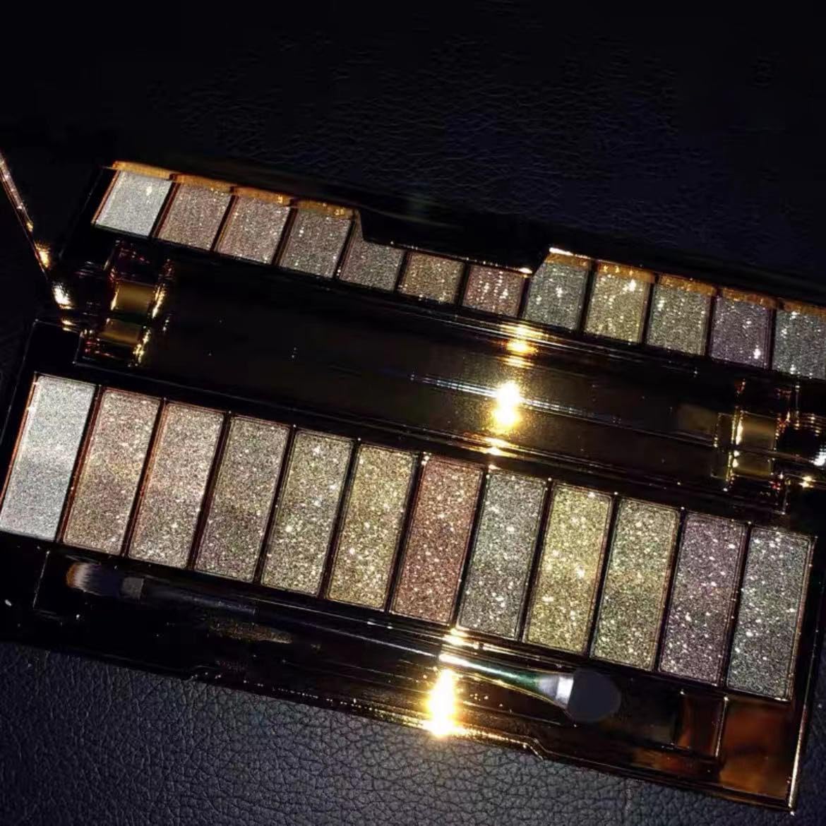 Glitter Eyeshadow Palette 12 Color Sparkle Waterproof Shimmer Make Up Palettes with Brush Mirror Highly Shining Pigmented Eyeshadow Palette for Date Party Dance Makeup (6# Daily Natural Color)