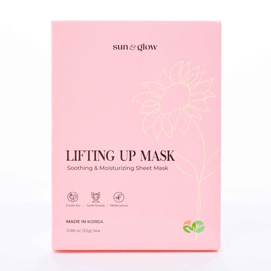 SUN & GLOW VEGAN LIFTING UP MASK Featuring a blend of Herbal Ingredients and Components Soothing and Moisturizing Sensitive Skin Korean Skincare Home Care Skincare Mask (0.88oz 25g 5Packs)