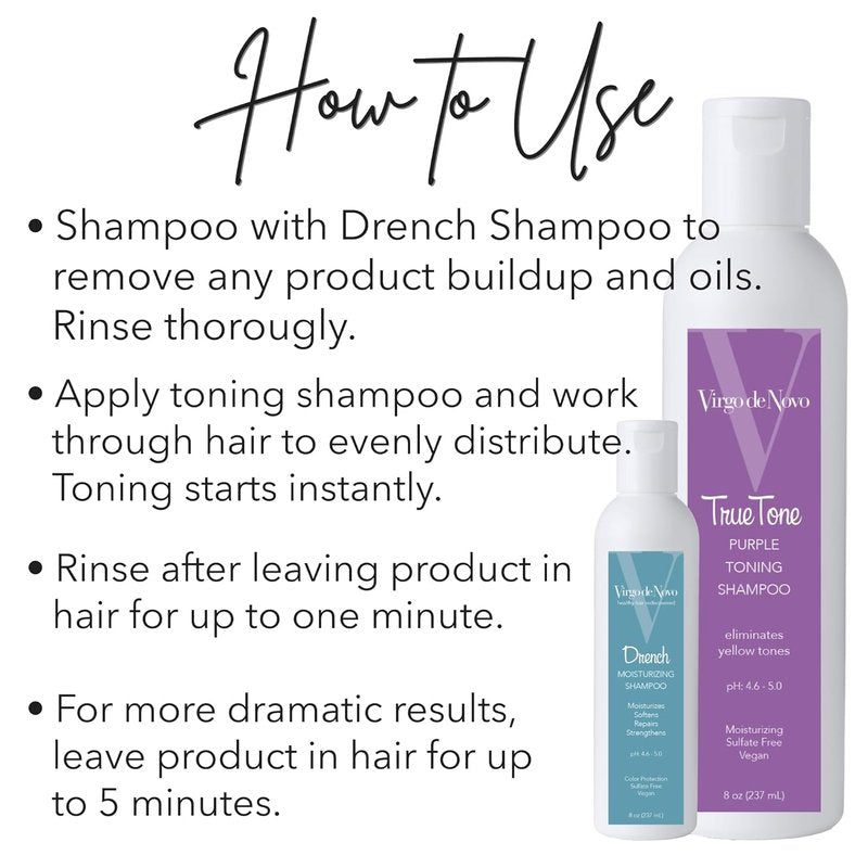 Virgo de Novo Purple Toning Shampoo - Neutralizes Yellow & Brassy Tones | Brightens Blonde, Silver & Grey Hair - 8 oz