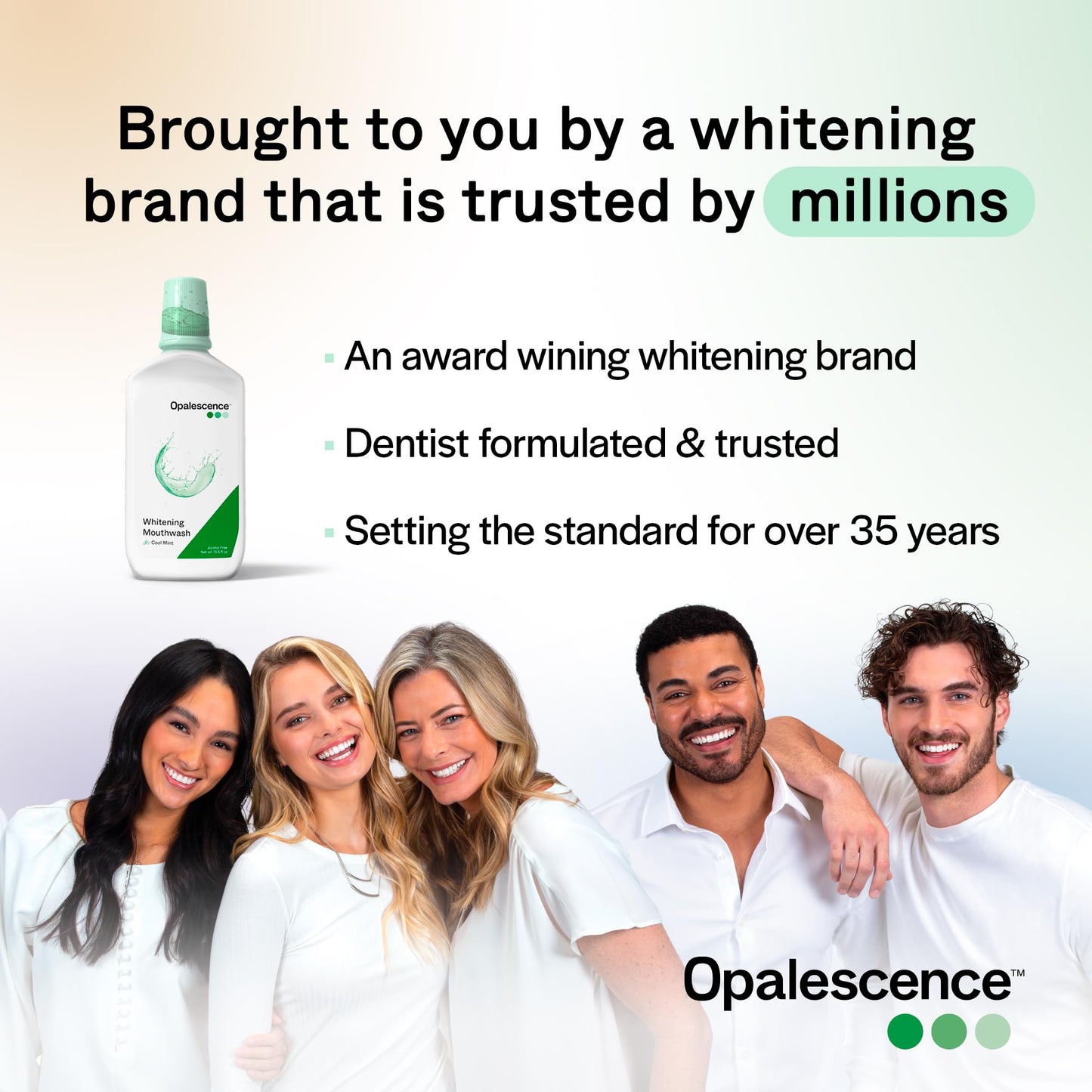 Opalescence Whitening Mouthwash – Teeth Whitening and Fresh Breath Mouthwash for Adults – Hydrogen Peroxide Formula, Alcohol-Free, Cool Mint Flavor (3 Bottles) 15.5 Fl Oz – Made by Ultradent 5447-3T