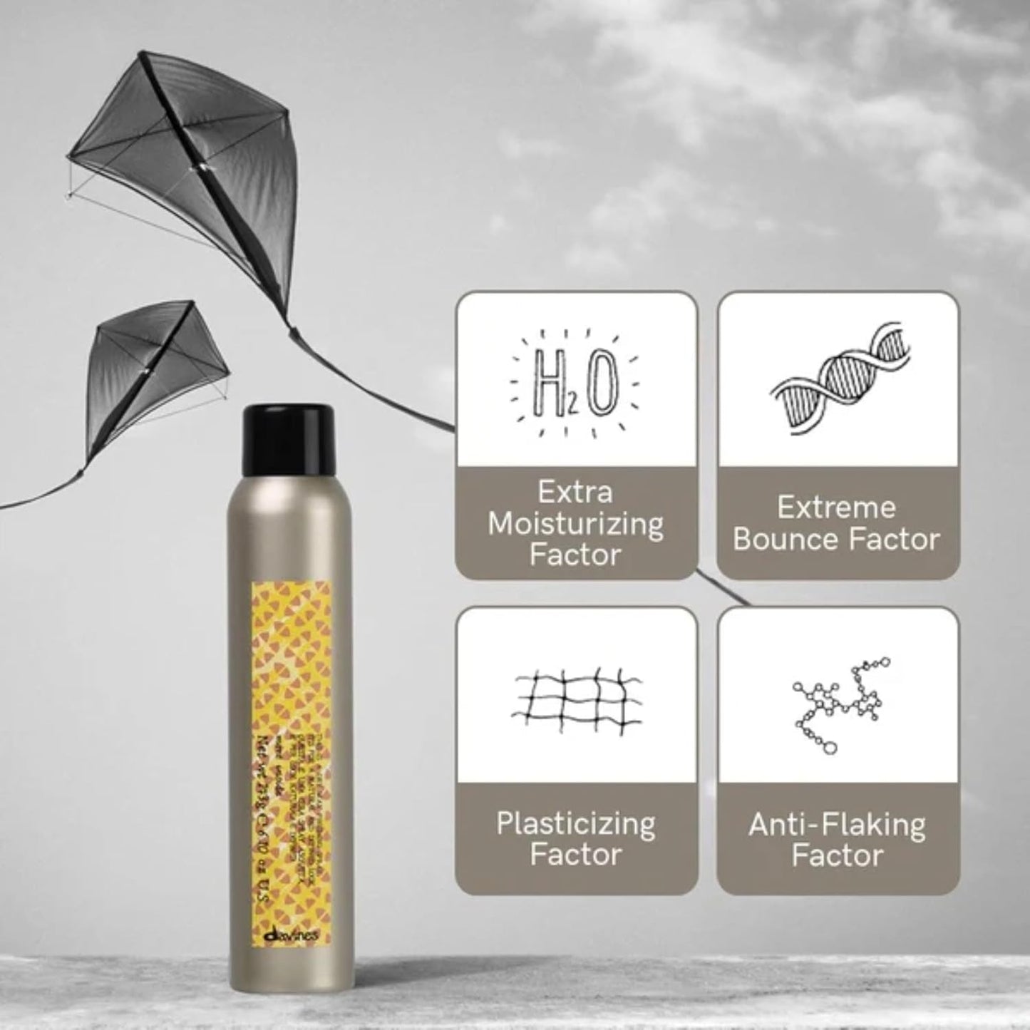 Davines Dry Wax Finishing Spray - Strong Hold Texture & Satin-Matte Finish | 6.76 Fl Oz
