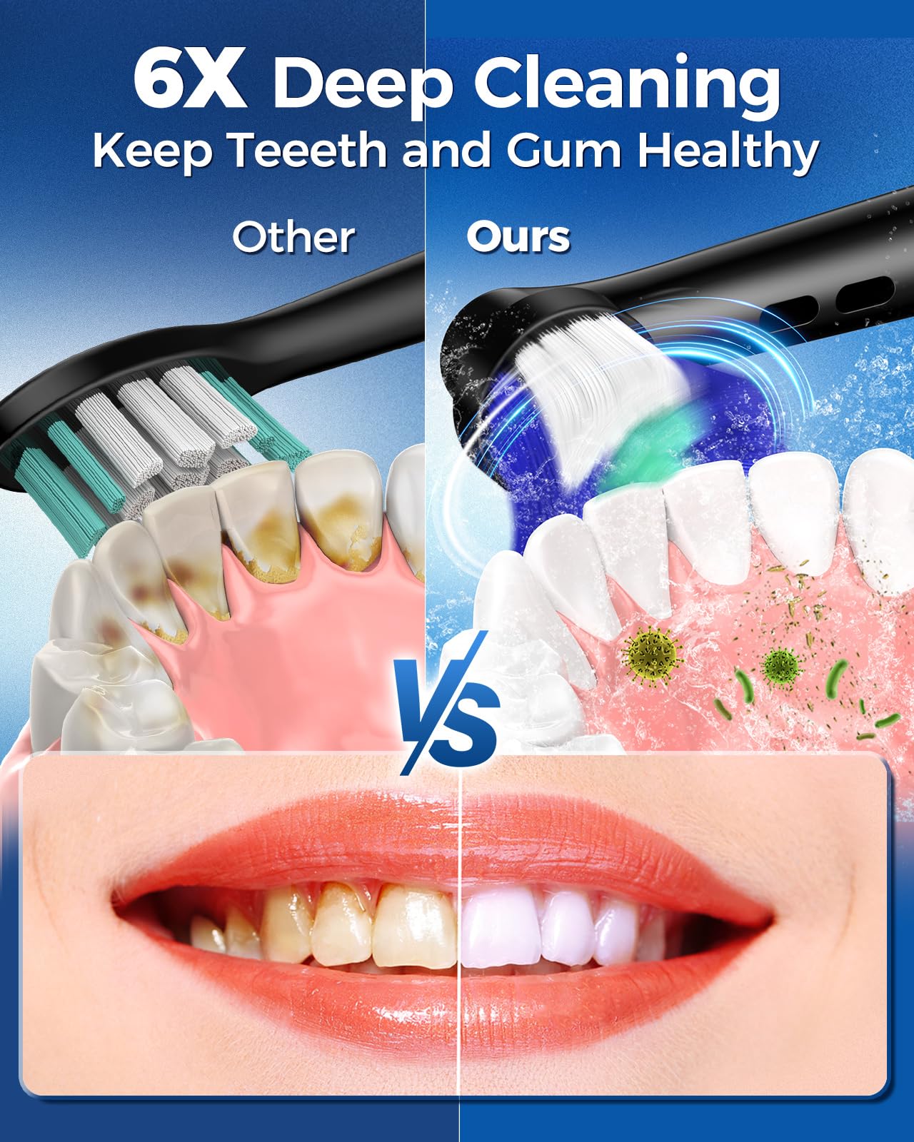 TEETHEORY Rotating Electric Toothbrush for Adults with 8 Brush Heads (2 Types), 4 Modes Deep Clean Electric Toothbrush with Rechargeable Power and 2 Min Smart Timer Grayish