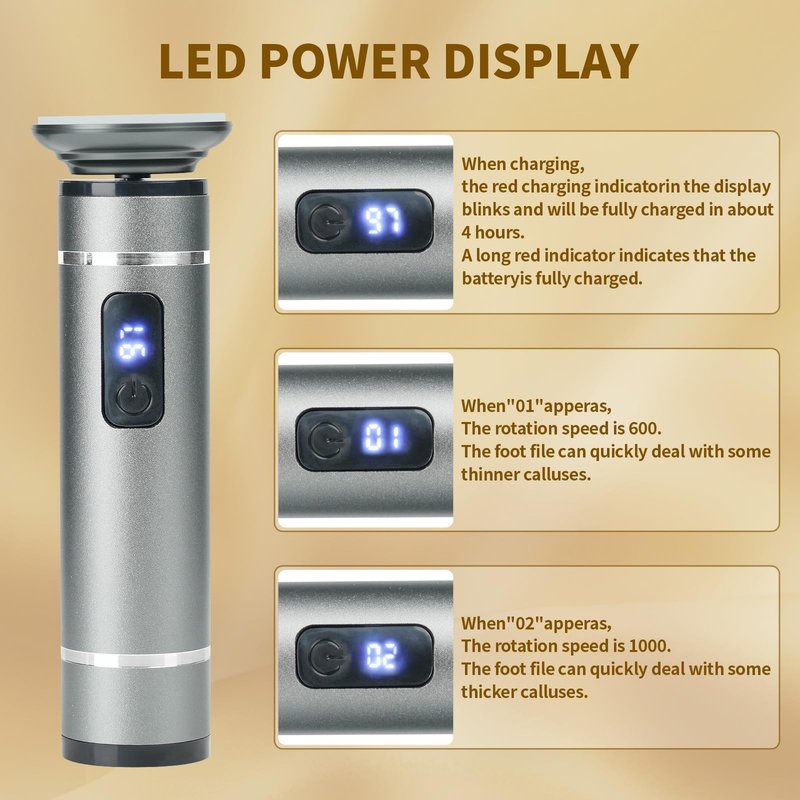 The 2025 Latest Model Electric Feet Callus Remover,Electric Foot Files for Men & Women,Electric Callus Remover for Feet Dead Skin and Calluse,Rechargeable Digital Feet Callus with 4 Grinding Heads