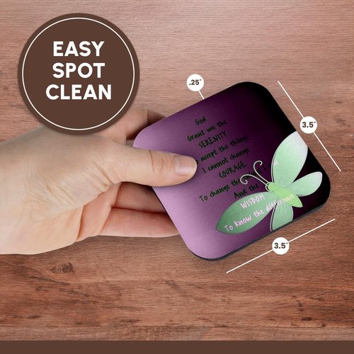 3dRose Serenity Prayer-Butterfly Purple Art-Soft Coasters, Set of 4 (CST_47246_1)