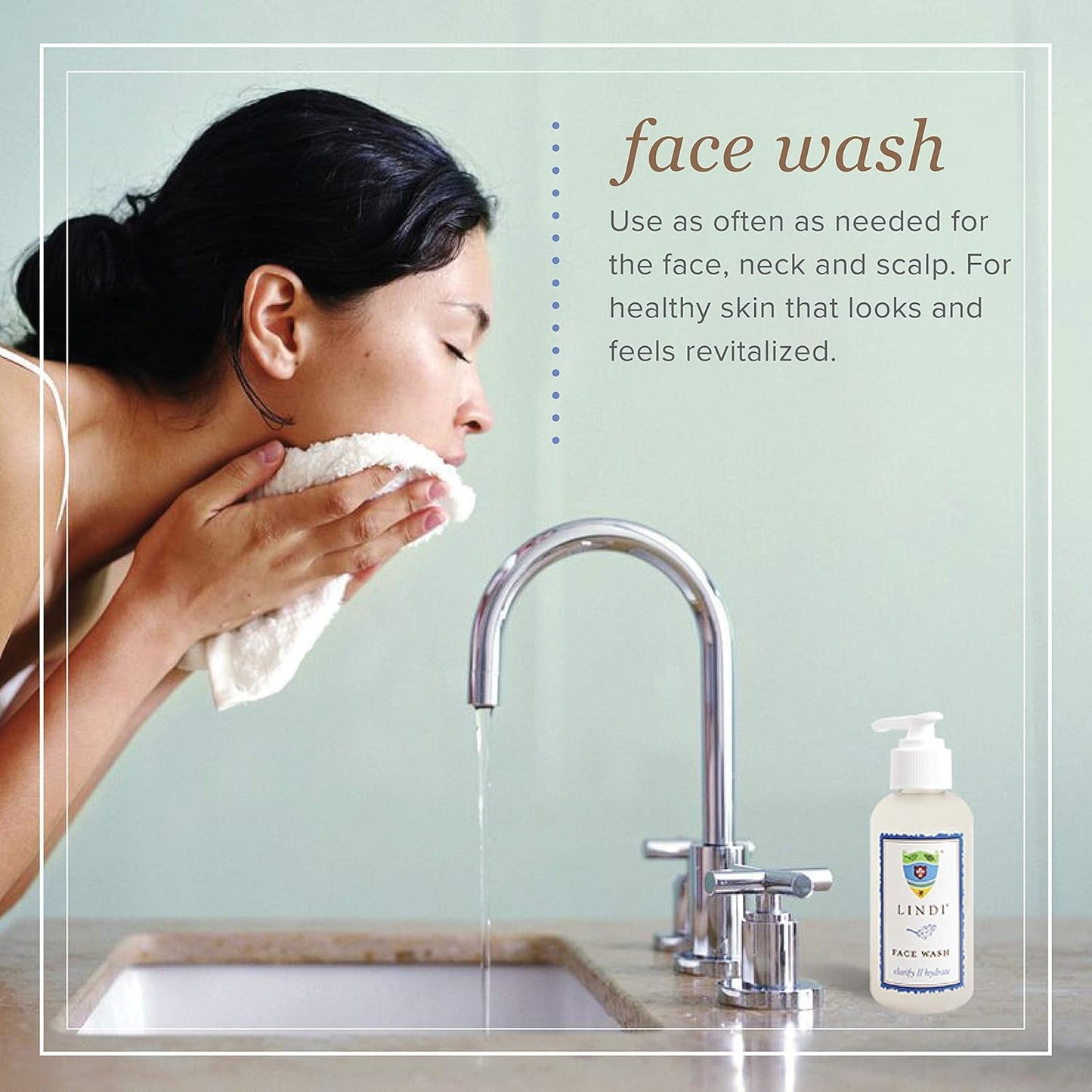 Lindi Skin Face Wash - Gentle Non-Foaming Daily Cleanser for Sensitive & Compromised Skin, Won't Strip, Sting, or Disturb the Skin Barrier, Reduce Facial Rashes, Redness, and Itching (4 fl oz)