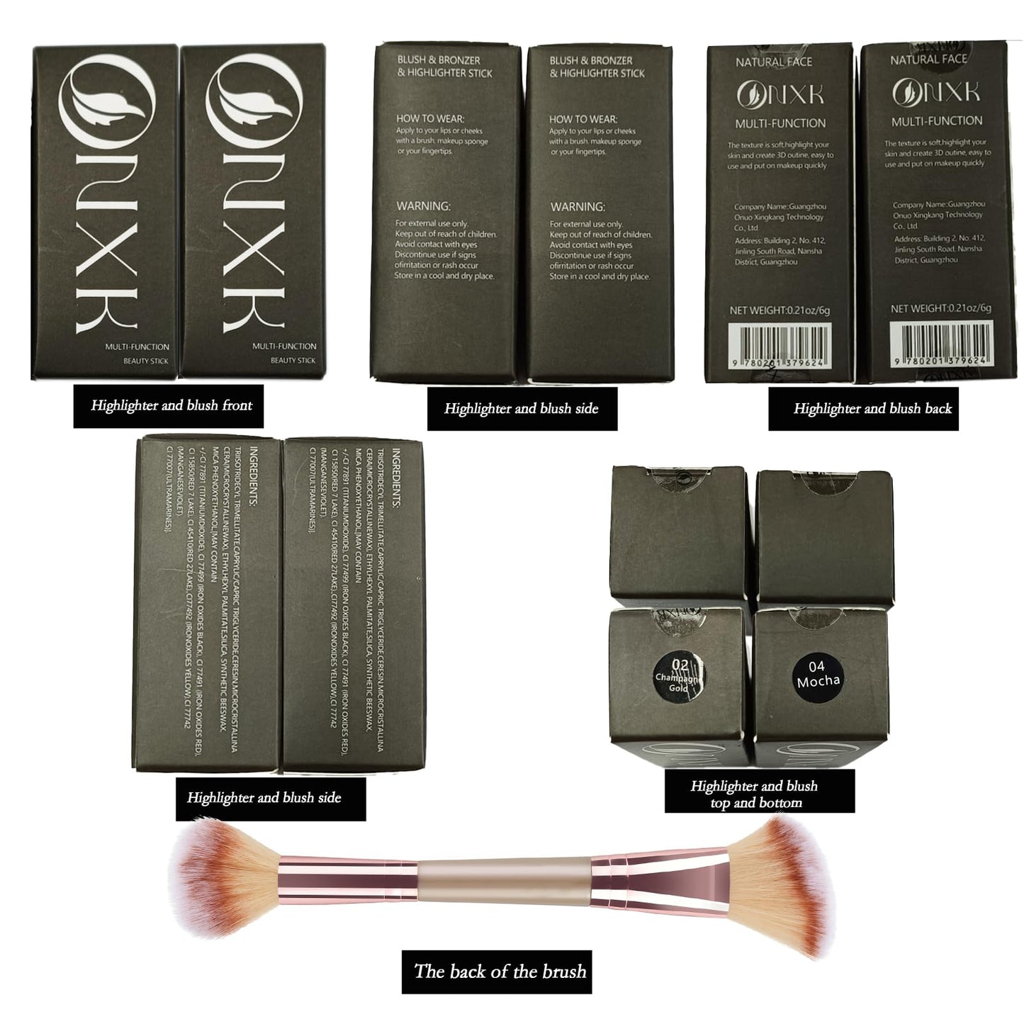 ONXK Highlighter Makeup Cream Contour Stick - Easy to Apply Natural Bronzer Stick & Blush Stick Non-greasy & Waterproof Blush for Cheeks Face Beauty Makeup Kit(Including Makeup Blush)