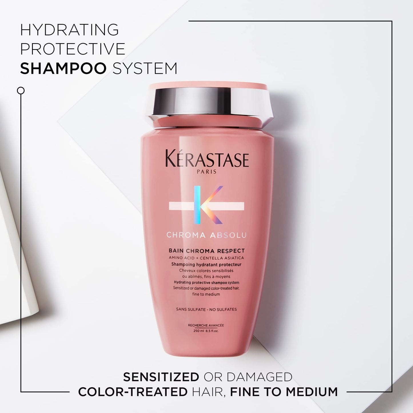 Kerastase Chroma Absolute Chroma Respect Shampoo For Sensitized or Damaged Color-Treated Hair - Protects and Hydrates Fine To Medium Hair with Glycerin and Hyaluronic Acid, 8.5 Fl Oz