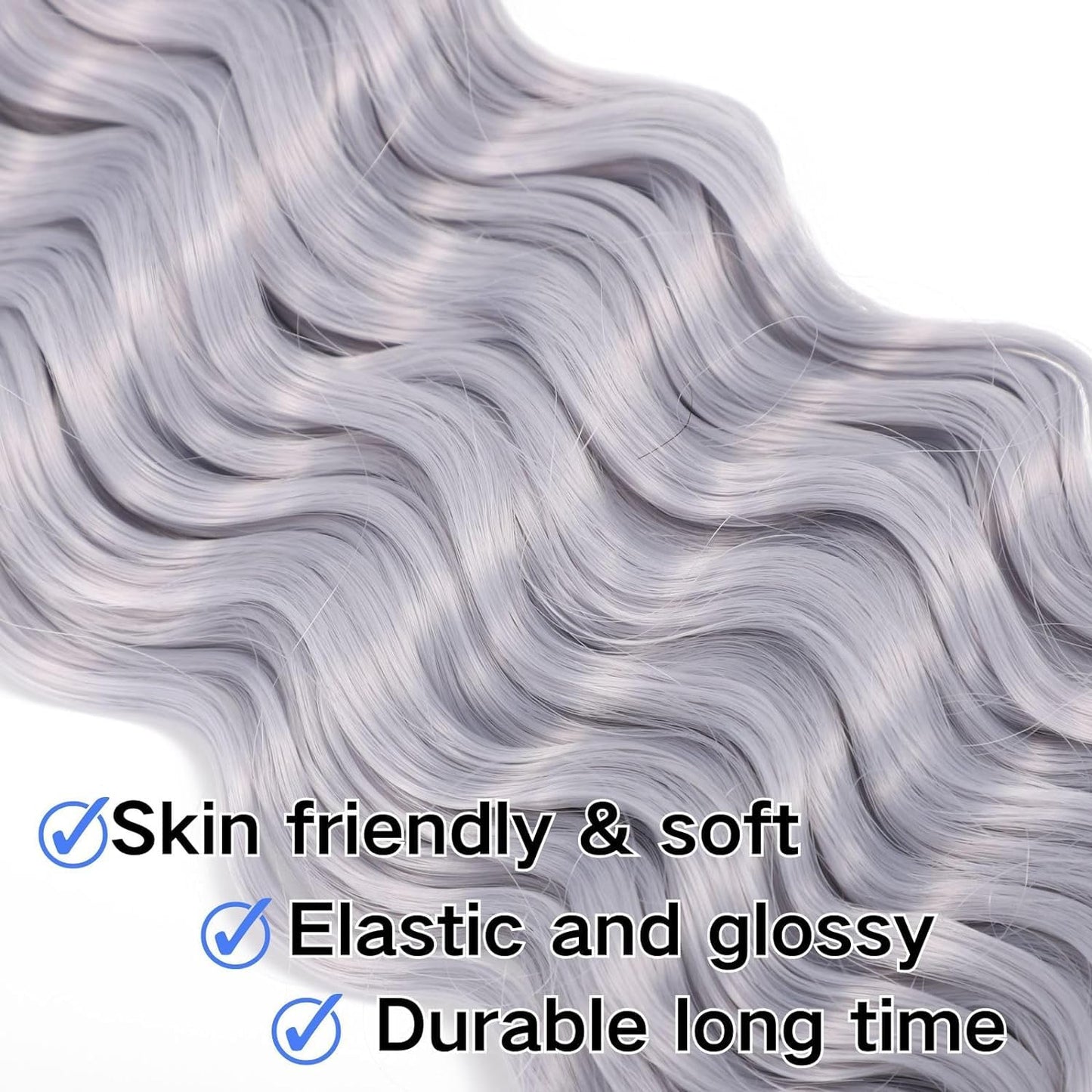 Xddnamei Curly Grey Deep Wave Bulk Human Hair for Braiding 2 Bundles Total 100g 22 Inch Grey No Weft Braiding Hair Brazilian Virgin Deep Wave Human Hair Extensions for Boho Braids