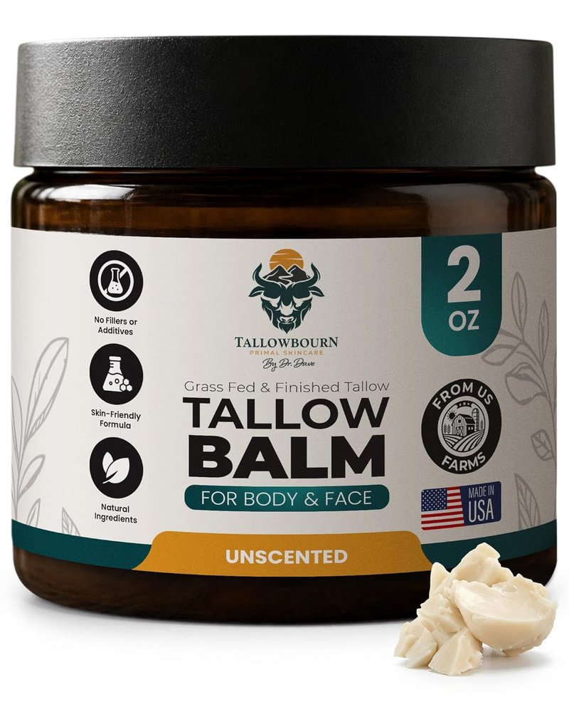Grass-Fed Beef Tallow Balm - Nourishing Moisturizer with Shea Butter & Jojoba Oil | Unscented 2 oz for Dry Skin