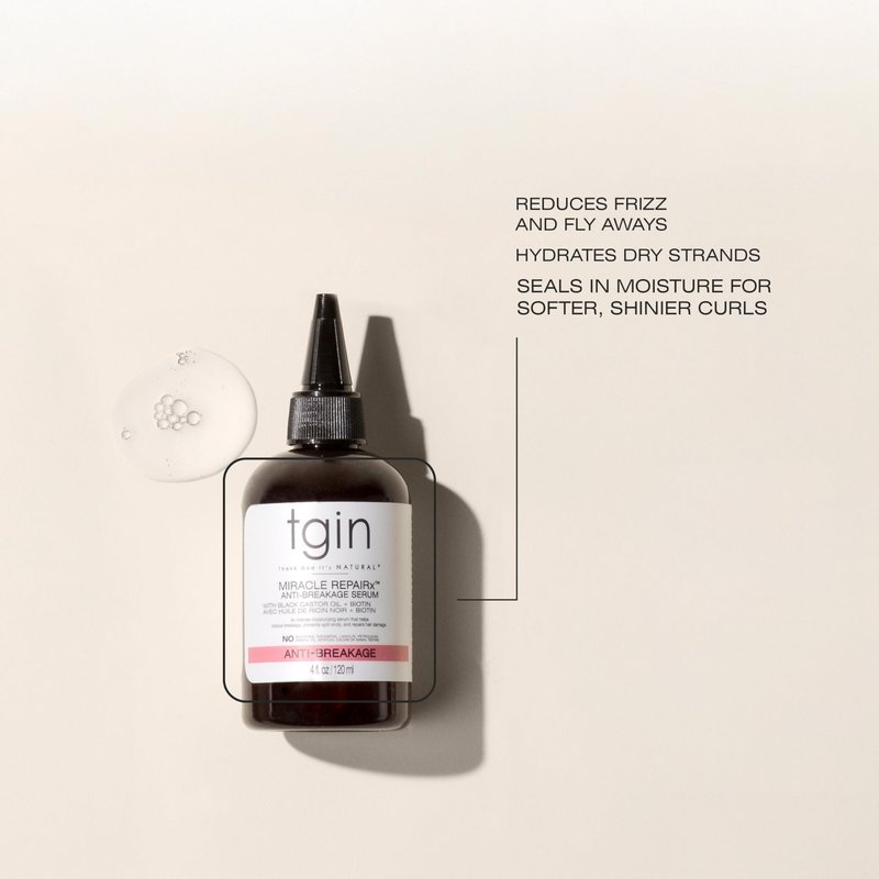tgin Miracle RepaiRx Anti-Breakage Serum Daily Moisturizer, for Curly, Coily and Wavy Hair, Nourishes and Moisturizes Dry Hair and Scalp, 4 oz