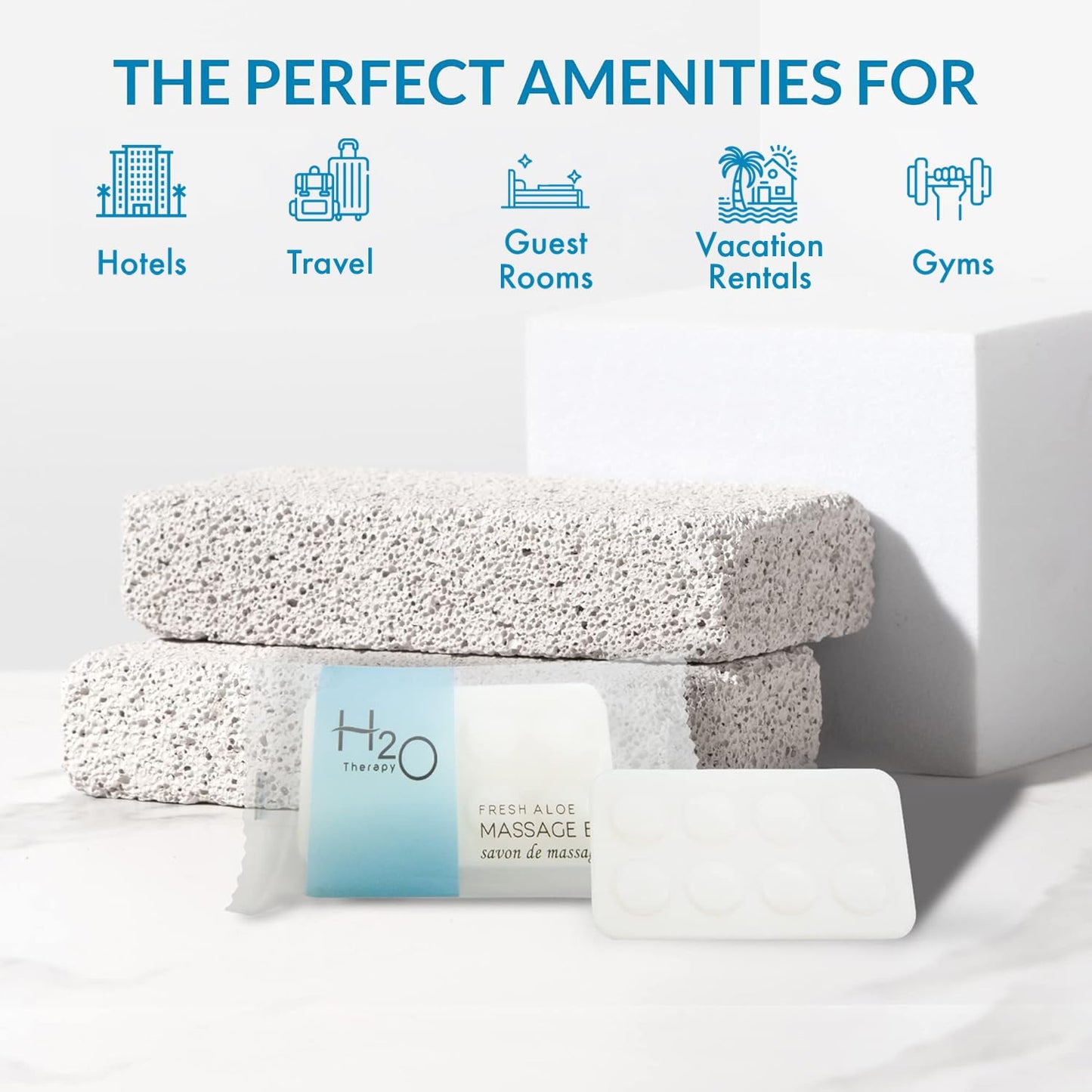 H2O Therapy Hotel Massage Bar Soap, Travel Size Toiletries, 100 Count, 1 oz