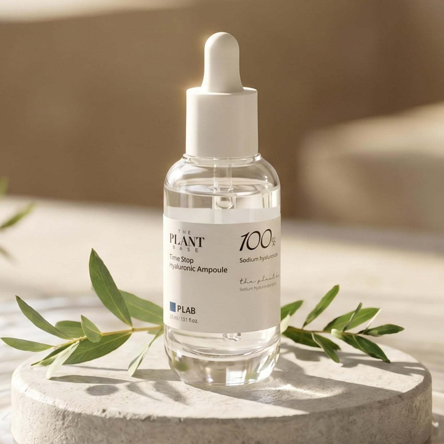 THE PLANT BASE 100% Pure Hyaluronic Acid Ampoule | Single-Ingredient Vegan Serum for Dry & Sensitive Skin | Fragrance-Free, Non-Comedogenic | K-Beauty NMF Deep Moisture, 1.01 fl oz