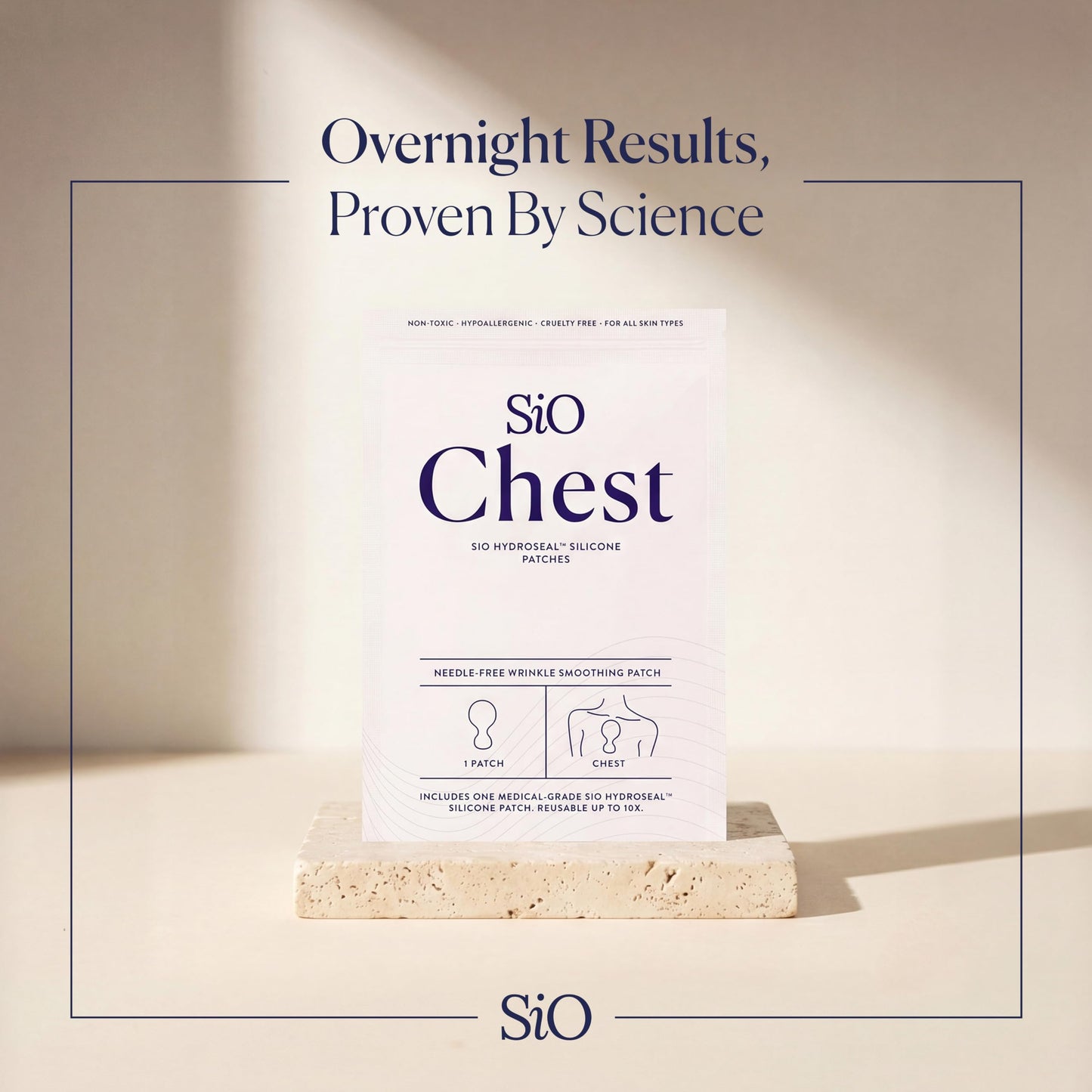 SiO Beauty ChestLift - Wrinkle-Smoothing, Medical-Grade Silicone Patches for Chest Fine Lines - Reusable Up to 10x - Cruelty-Free & Environmentally-Friendly Hydrating Beauty Patches - 1 Patch