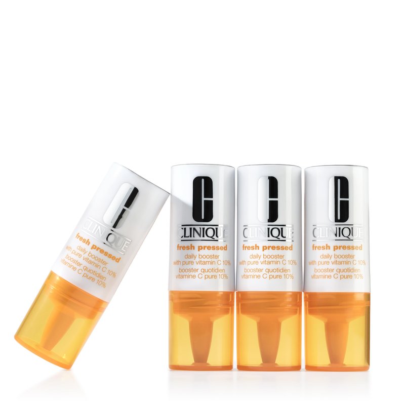 Clinique Fresh Pressed Daily Moisturizer Booster With Pure Vitamin C | Brightening + Retexturing For All Skin Types, 0.29 Fl Oz (Pack of 4)