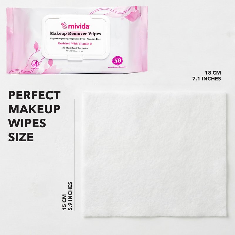 mivida Hypoallergenic Makeup Remover Wipes Bulk With Vitamin E, 200 count (4×50) Value Pack, Dermatologist Tested Fragrance Free Makeup Wipes For Sensitive Skin, Alcohol Free Facial Make up Remover