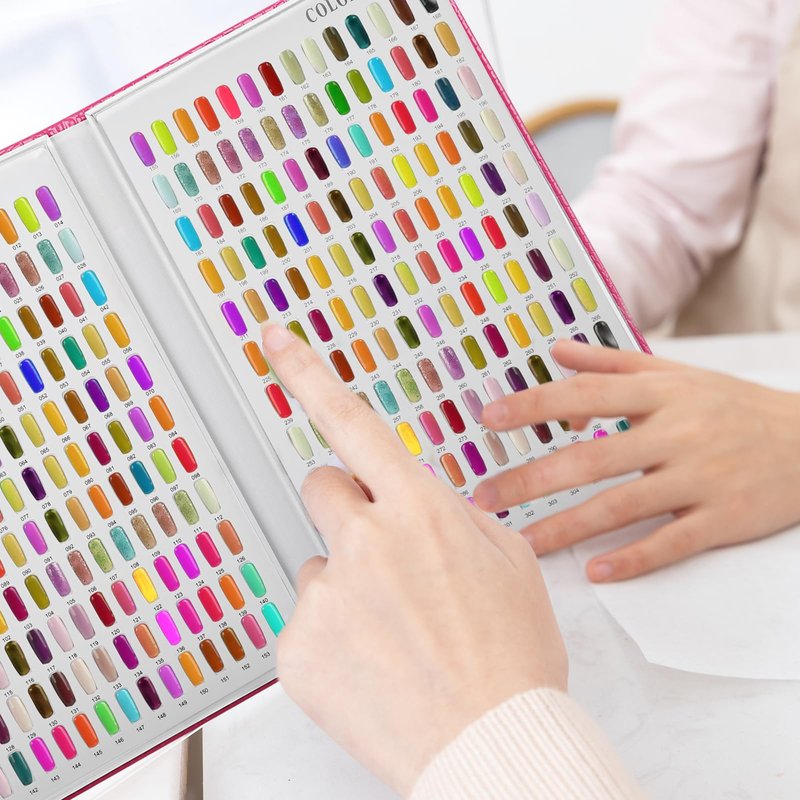 Vnjaoi 308 Polish Display Book, Gel Color Display Book, Fake Tips Sample Painting Art Design for Nail Salons, DIY at Home (Rose Red)