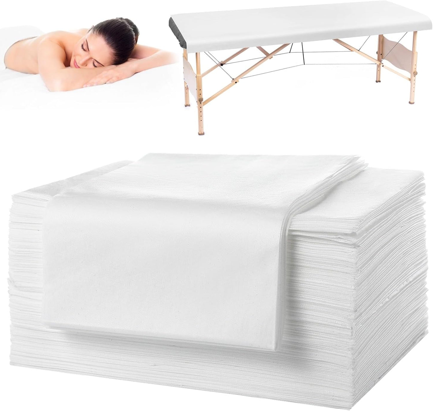 Disposable Massage Table Sheets - 100PCS Non-Woven Fabric Covers for Spa & Salon | 71” x 31.5”