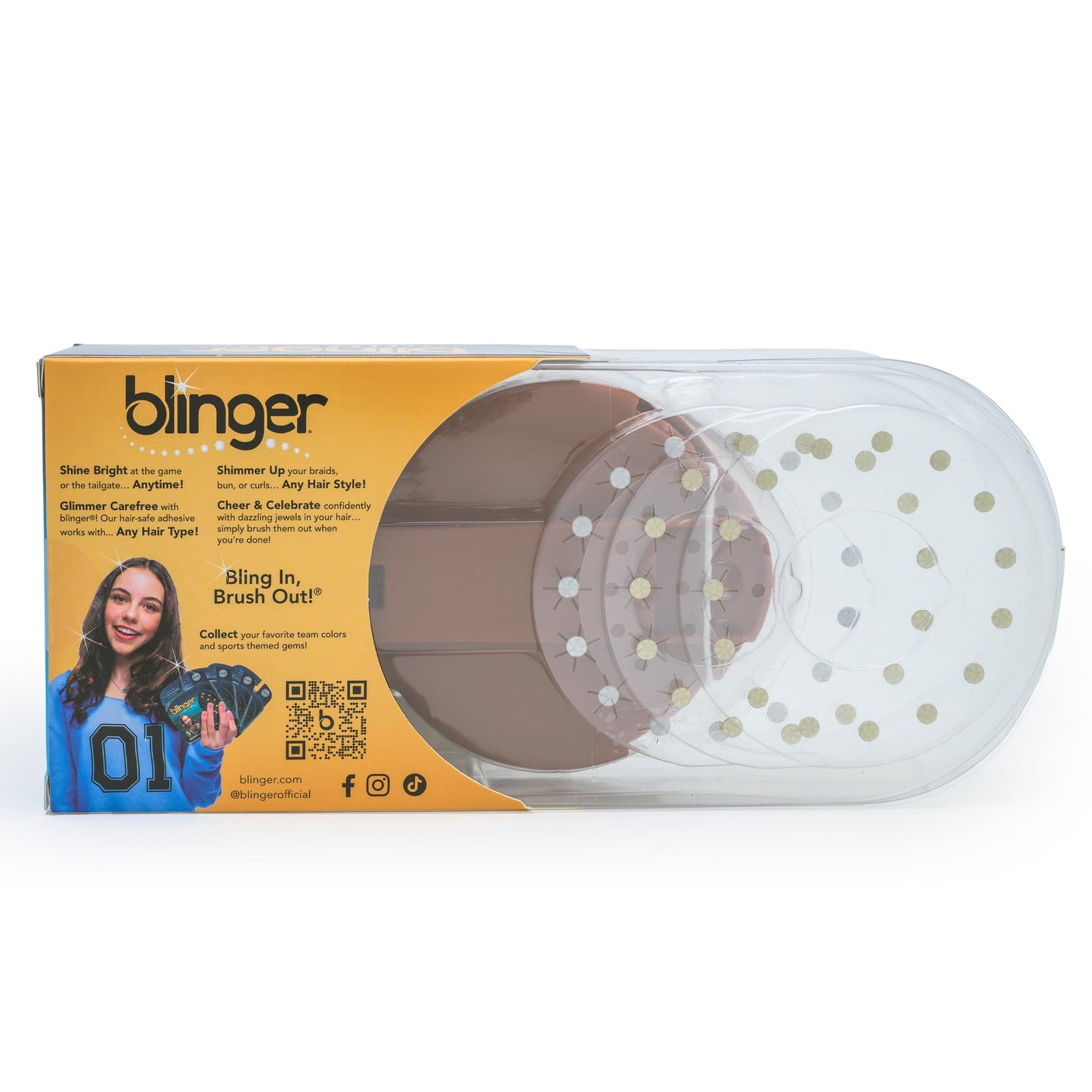 blinger® Ultimate Fan Starter Set with 45 Precision-Cut Glass Crystals – as seen on Shark Tank | Hair-Safe Bedazzler Gem Stamper for all the Sports Lovers | Fun Gift, Game Days, Sports