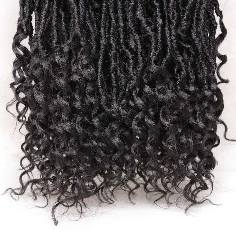 Leeven 24 Inch Goddess New Faux Locs Crochet Hair 7 Packs Long Soft Locs Crochet Braids Hair With Curly Ends Natural Black Synthetic Bohemian Locs Braiding Hair for Women 12 Strands/Pack 1B#