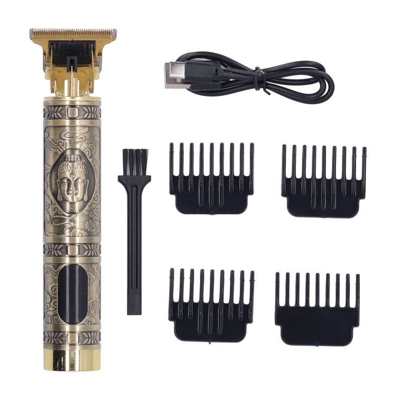 Alomejor Hair Trimmer with LCD Display, USB Charging, Alloy Body, 4 Comb Attachments, Portable, for Travel and Business