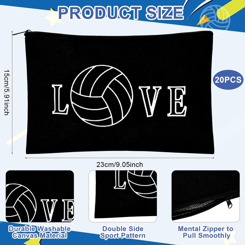 40Pcs Volleyball Party Favors Gifts for Team Include Cosmetic Bags Compact Mirror Ball Gifts for Sport Themed Party Supplies Accessories Women Player Sport Lovers Volleyball Lover Coach