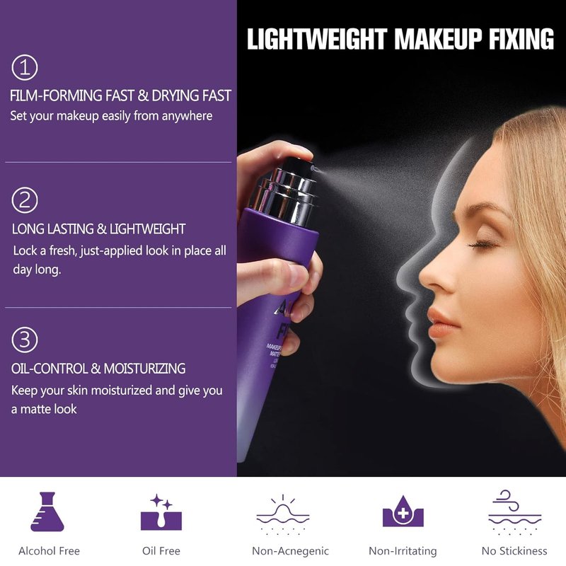 UCANBEMAKEUP Long Lasting Makeup Setting Spray Kit - Hydrating Matte Finish Mist & Travel Size 6.76 Fl Oz