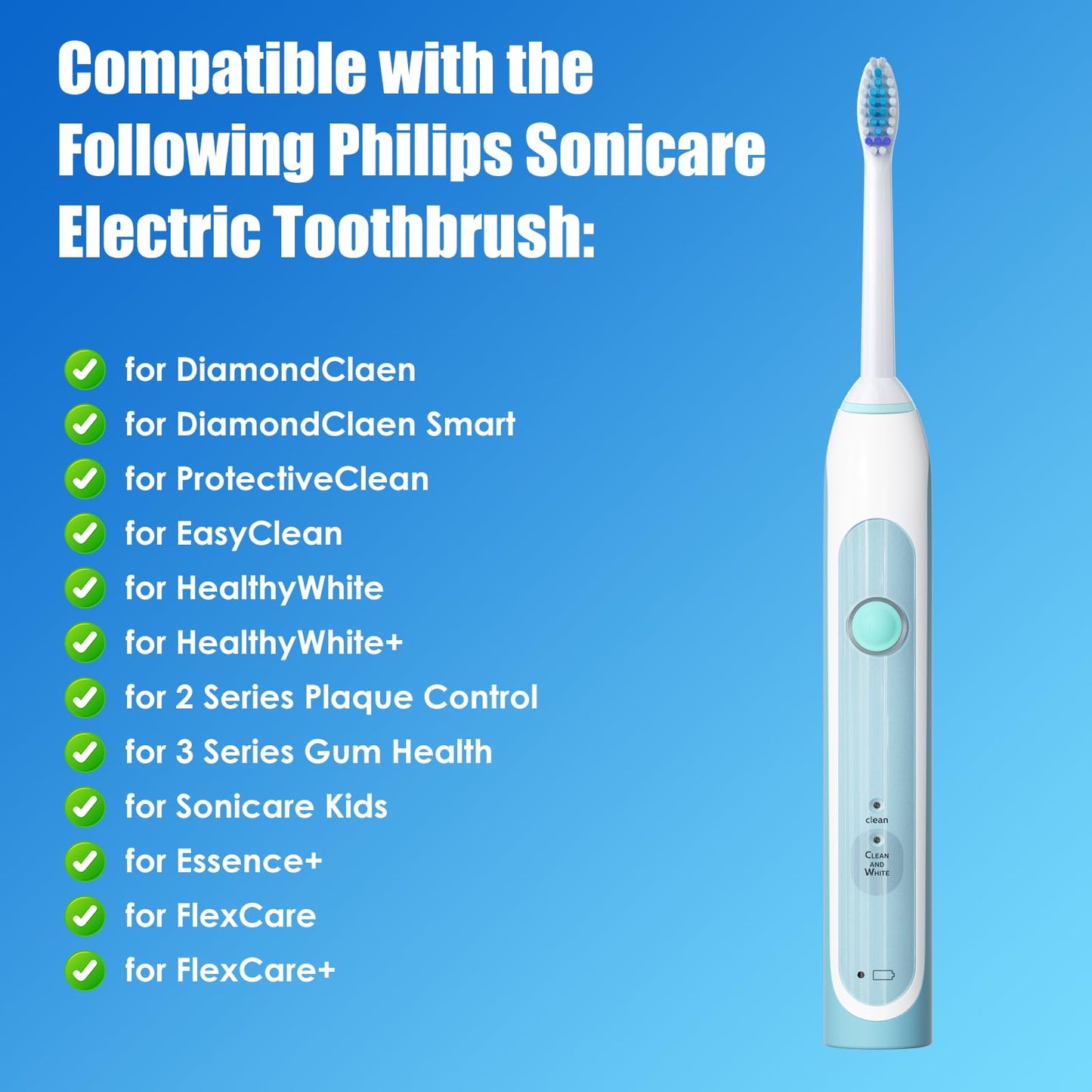 Replacement Toothbrush Heads,Compatible with Philips Sonicare Click-on Electric Toothbrush Handles,8 Pack Replacement Heads for Philips Sonicare C1 C2 G2 5100 6100 Brush
