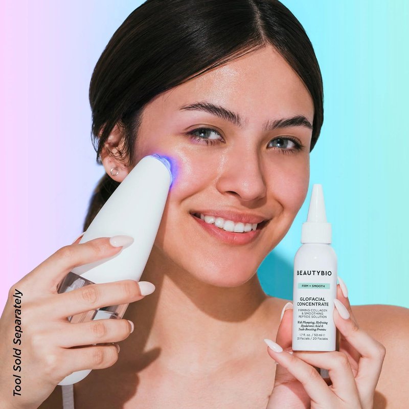 BeautyBio GLOfacial Hydro-Infusion Deep Pore Cleansing + Blue LED Clarifying Tool & Concentrates