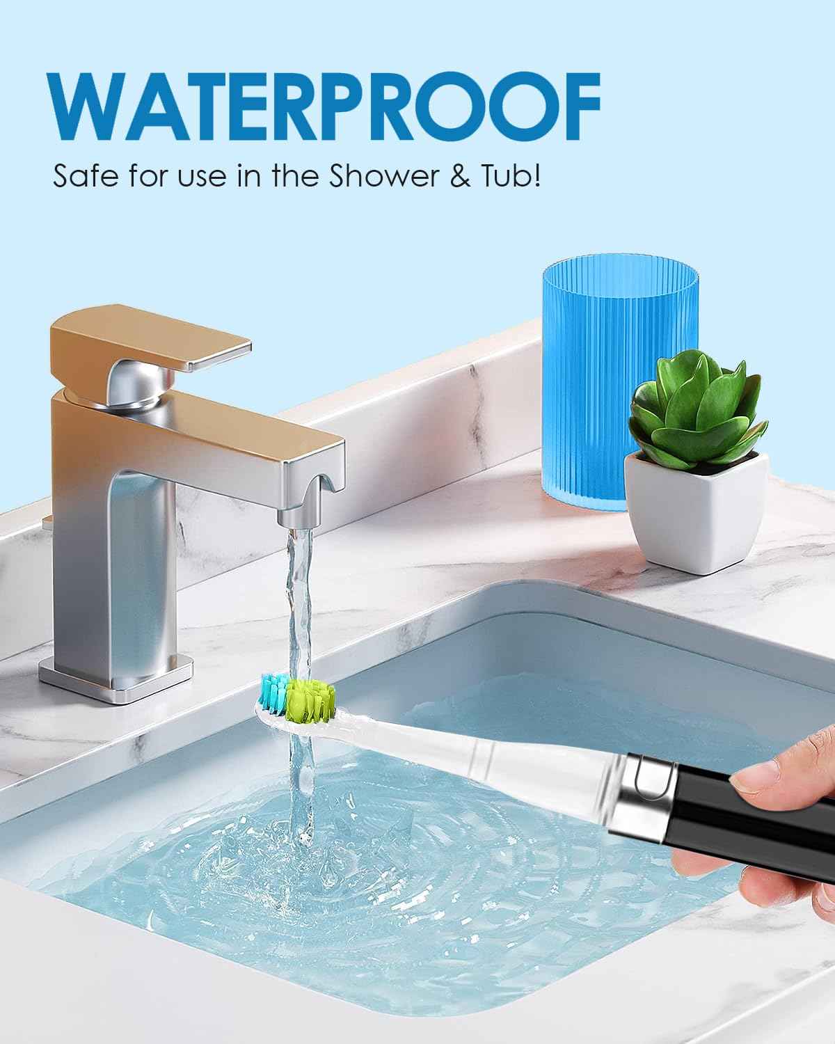 Voom Sonic 2-Pack Hers & His Go 1 Series Travel Electric Toothbrush (Black+Blue), Travel Toothbrushes - Battery Operated Toothbrush for Adults & Kids, Dentist Recommended Toothbrush,