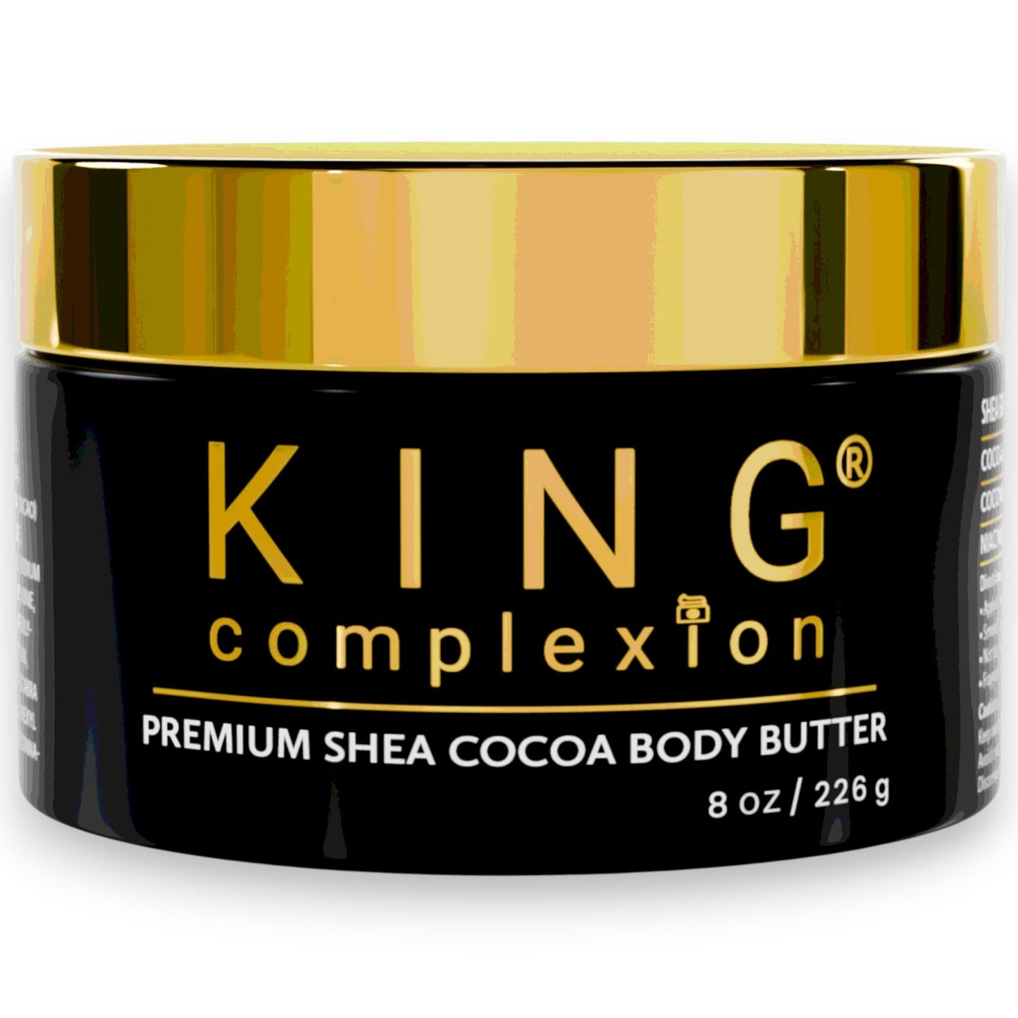 King Complexion Shea Cocoa Premium Body Butter - Large 8 oz - Coconut Oil - Black Skincare - Body Moisturizer - Ultra Hydration - Massage Butter - Light Cocoa Smell - Gives Skin It's Natural Glow