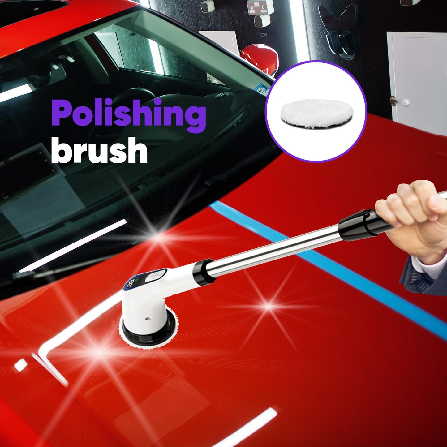 848 Store Electric Spin Scrubber Cordless – Powerful Bathroom Cleaning Brush with Long Handle, 2 Speeds, 3000mAh Rechargeable, 7 Brush Heads, Wall Hanger & Crevice Tools – Shower, Tub & Tile Cleaner