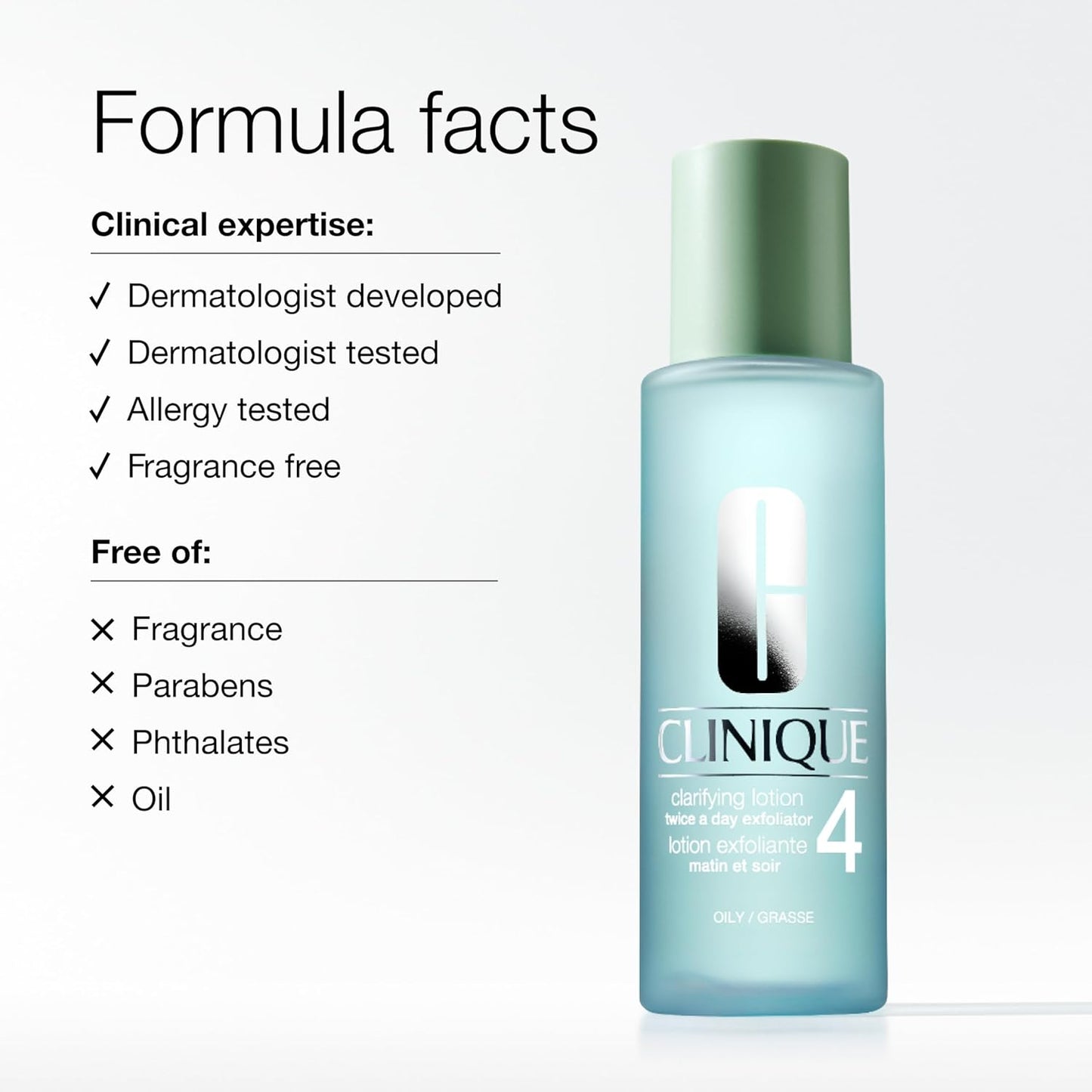 Clinique 3-Step Clarifying Lotion - Exfoliating Toner with Witch Hazel & Salicylic Acid for Oily Skin Types | 4 oz