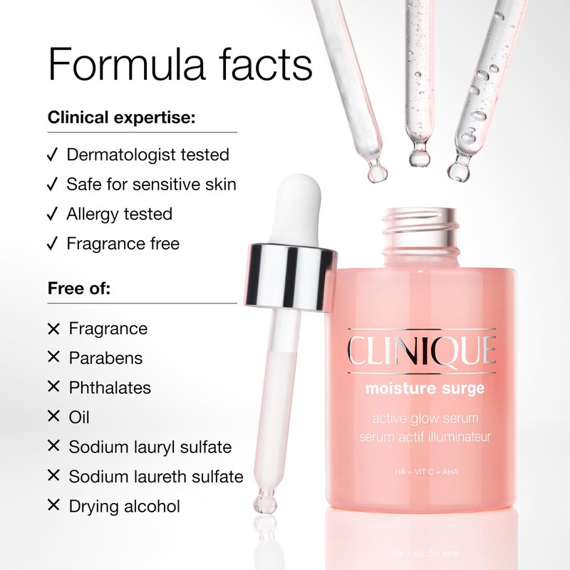 Clinique Moisture Surge Duo - Moisture Surge Active Glow Serum 1 Fl Oz +100H Auto-Replenishing Hydrator Oil Free Face Moisturizer 1 Fl Oz