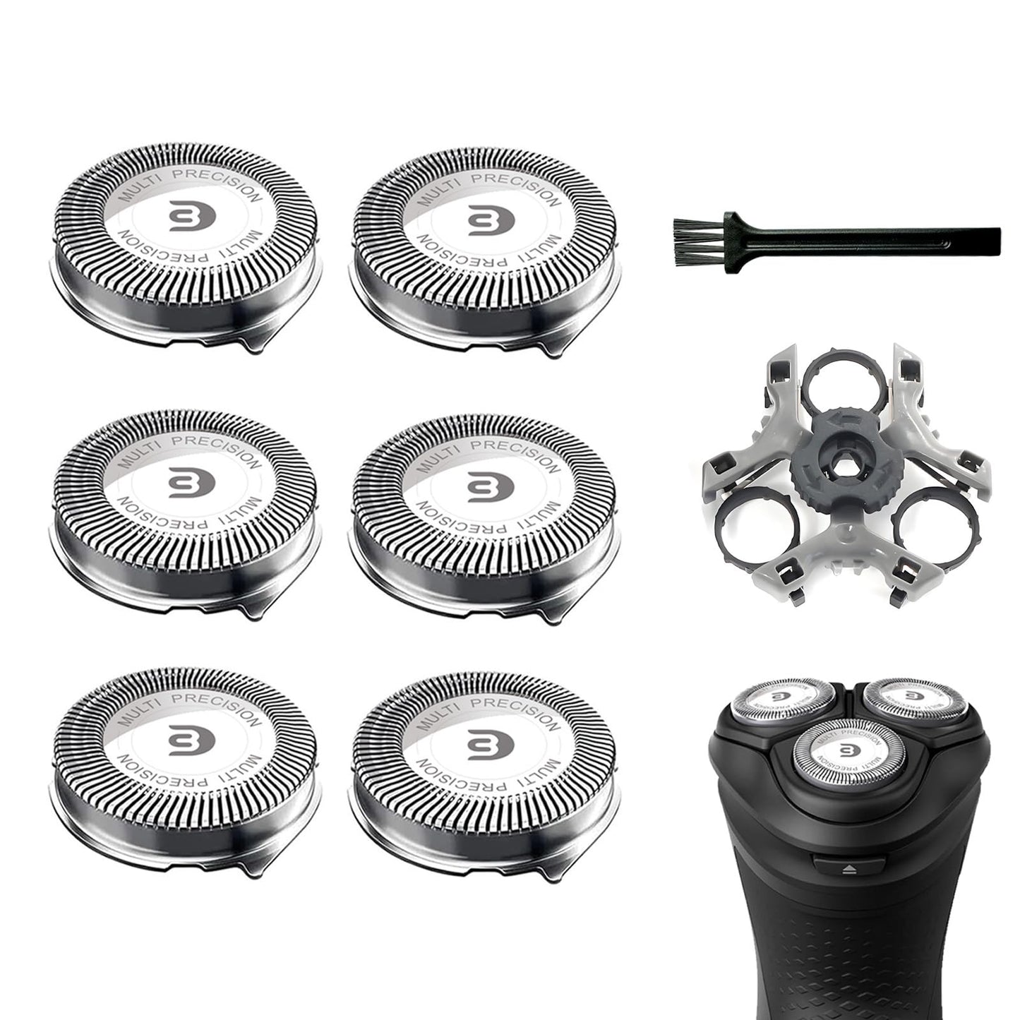 SH30 Replacement Heads Compatible with Philips Shavers Series 1000, 2000 And 3000, Replacement Blades for Norelco 3000 with 6pcs Blades And 1pcs Retaining Ring