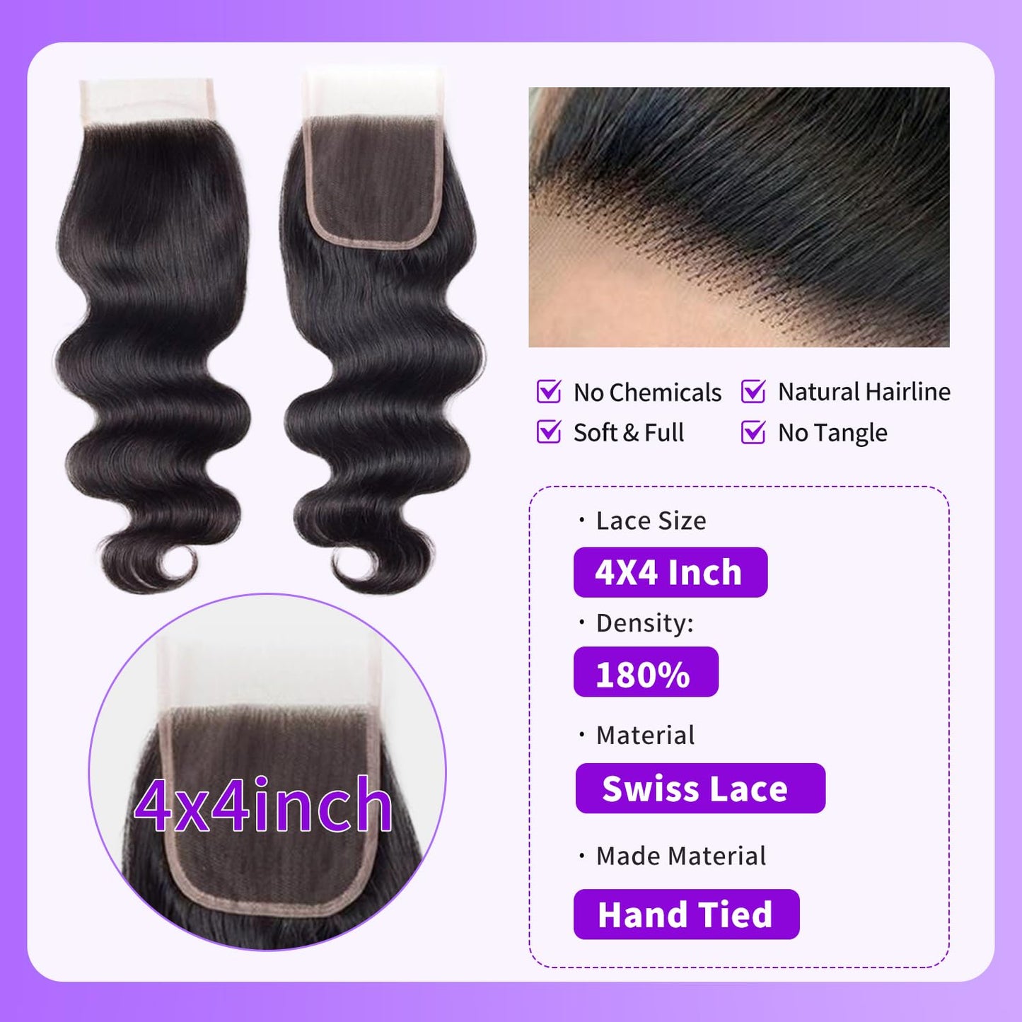 Lace Frontal Closure Deep Wave 13x4 Frontal HD Lace 14 Inch Brazilian Curly Virgin Human Hair Extensions Pre Plucked with Baby Hair Natural Black
