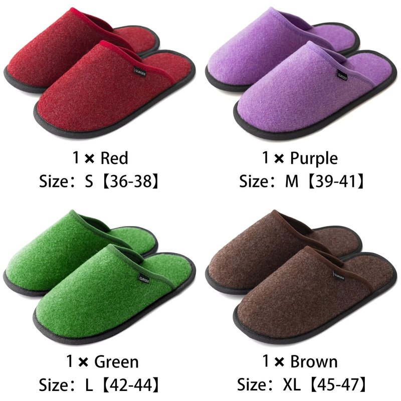 BUGUKI House Slippers for Guests Non-Disposable Washable Spa Slippers Set Non-Slip Felt for Spa, Hotel, Party Guest and Travel, Set of 4 Pairs