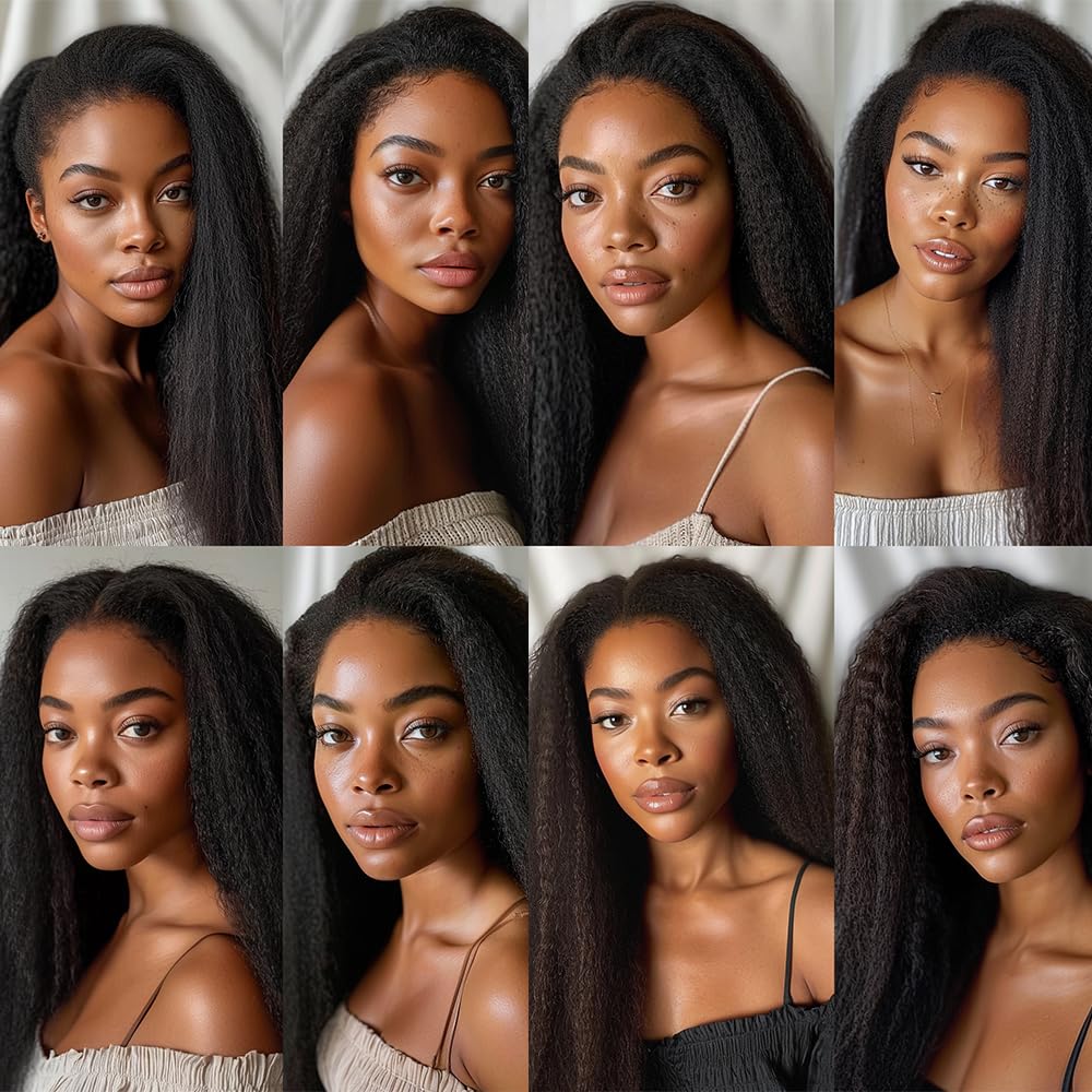 Kinky Straight Bundles Human Hair Yaki Human Hair Bundles 14 16 18 Inch Unprocessed Brazilian Virgin Remy Hair Extensions Yaki Straight Bundle Hair Weave Calneshia Bundle