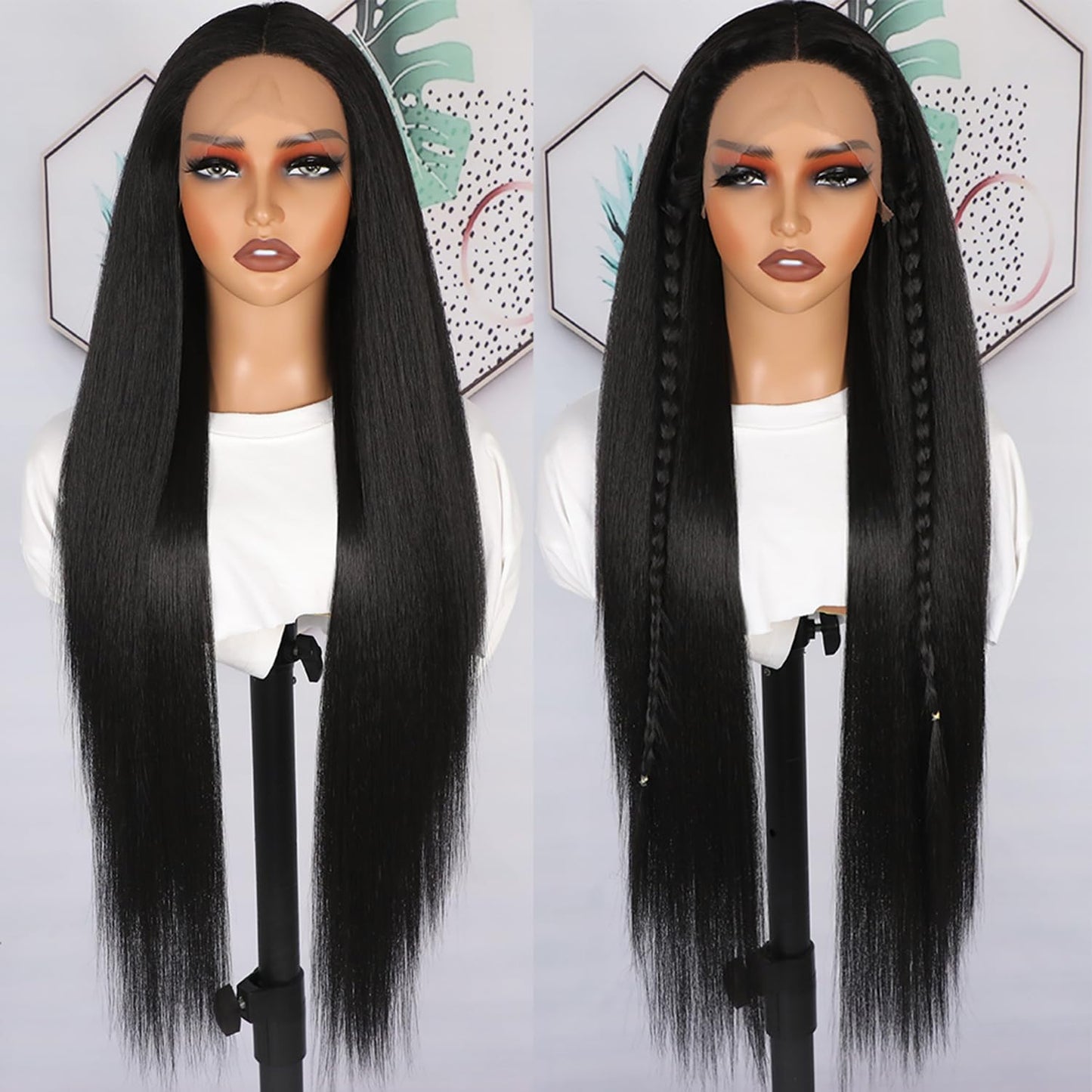 Lezaxiu Black Body Wave Lace Front Wigs Pre Plucked Ready to Wear Wigs Glueless Long Wavy Wig Heat Resistant Wear and Go Wig Synthetic Lace Front Wigs for Black Women
