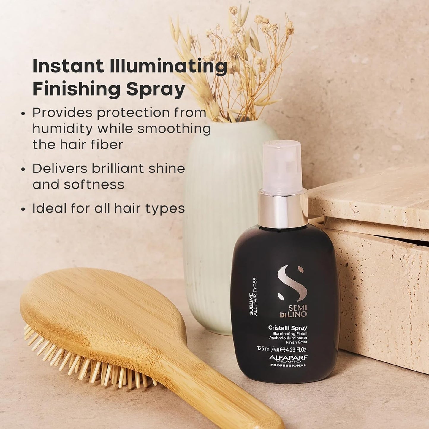 ALFAPARF MILANO Semi di Lino Sublime Cristalli Smoothing Spray - Lightweight Hair Oil Serum for Gloss & Shine | 4.23 fl oz