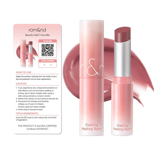 Glasting Melting Balm - High-Shine, Hydrating Tinted Lip Balm - Buildable Gloss & Vegan Formula - Korean Glossy Lip Balm with Shea Butter 0.12 oz (#12 Veiled Rose)
