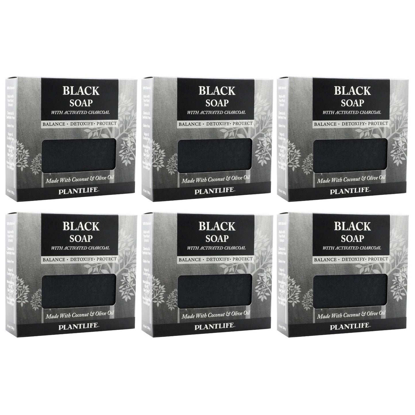 Plantlife Black 6-Pack Bar Soap - Moisturizing and Soothing Soap for Your Skin - Hand Crafted Using Plant-Based Ingredients - Made in California 4.5oz Bar