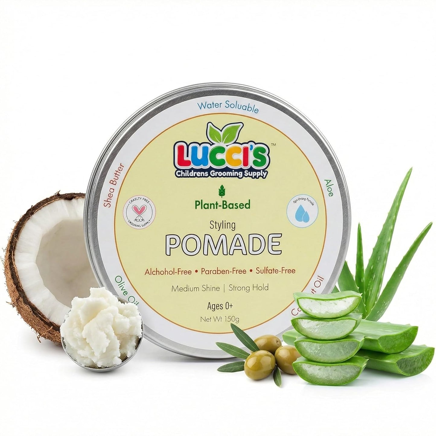 Baby Hair Gel - 5oz Plant-Based Styling Pomade for Infants | No Parabens, Medium Shine & Strong Hold