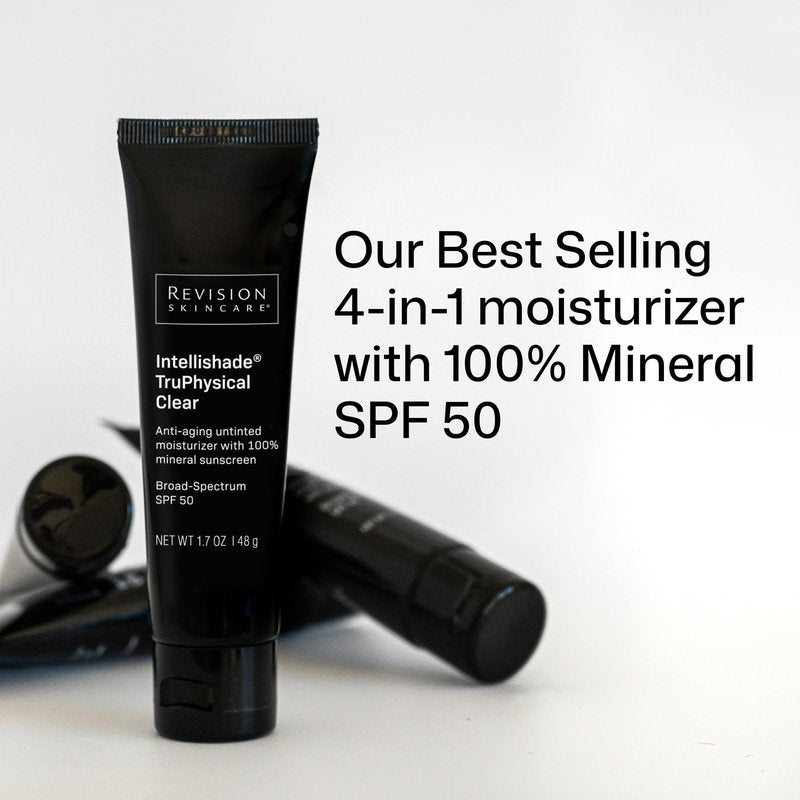 Revision Skincare Intellishade TruPhysical Clear SPF 50, 100% Mineral Face Sunscreen, Oil-Free Anti-Aging Moisturizer with Vitamin C, Invisible Sunscreen for Sensitive Skin, 1.7 oz
