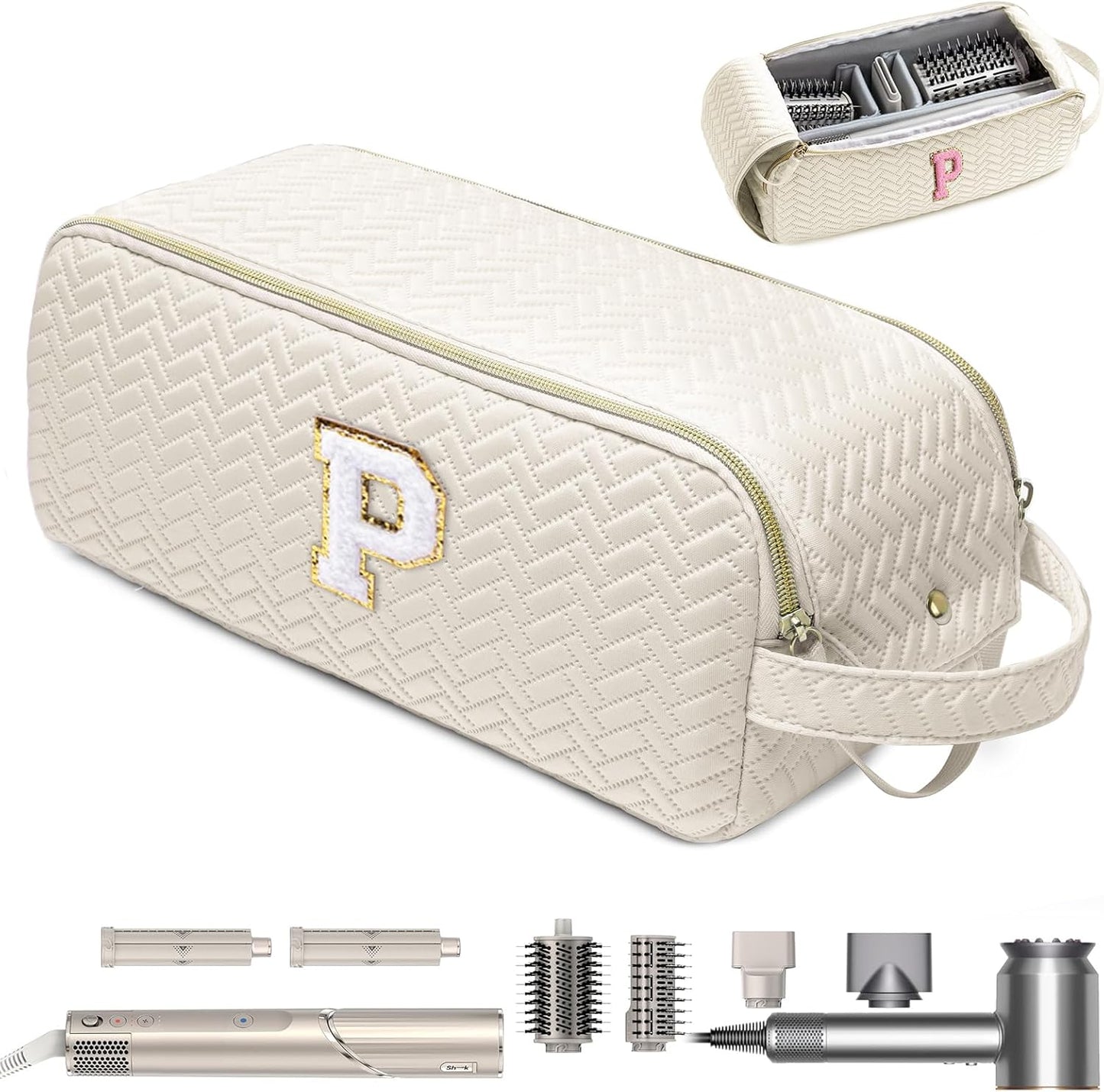 Personalized Travel Bag for Hair Tools - Compatible with Shark FlexStyle, Revlon & Dyson | Organizer for Hair Dryer, Flat Iron, Curling Iron & Makeup Essentials