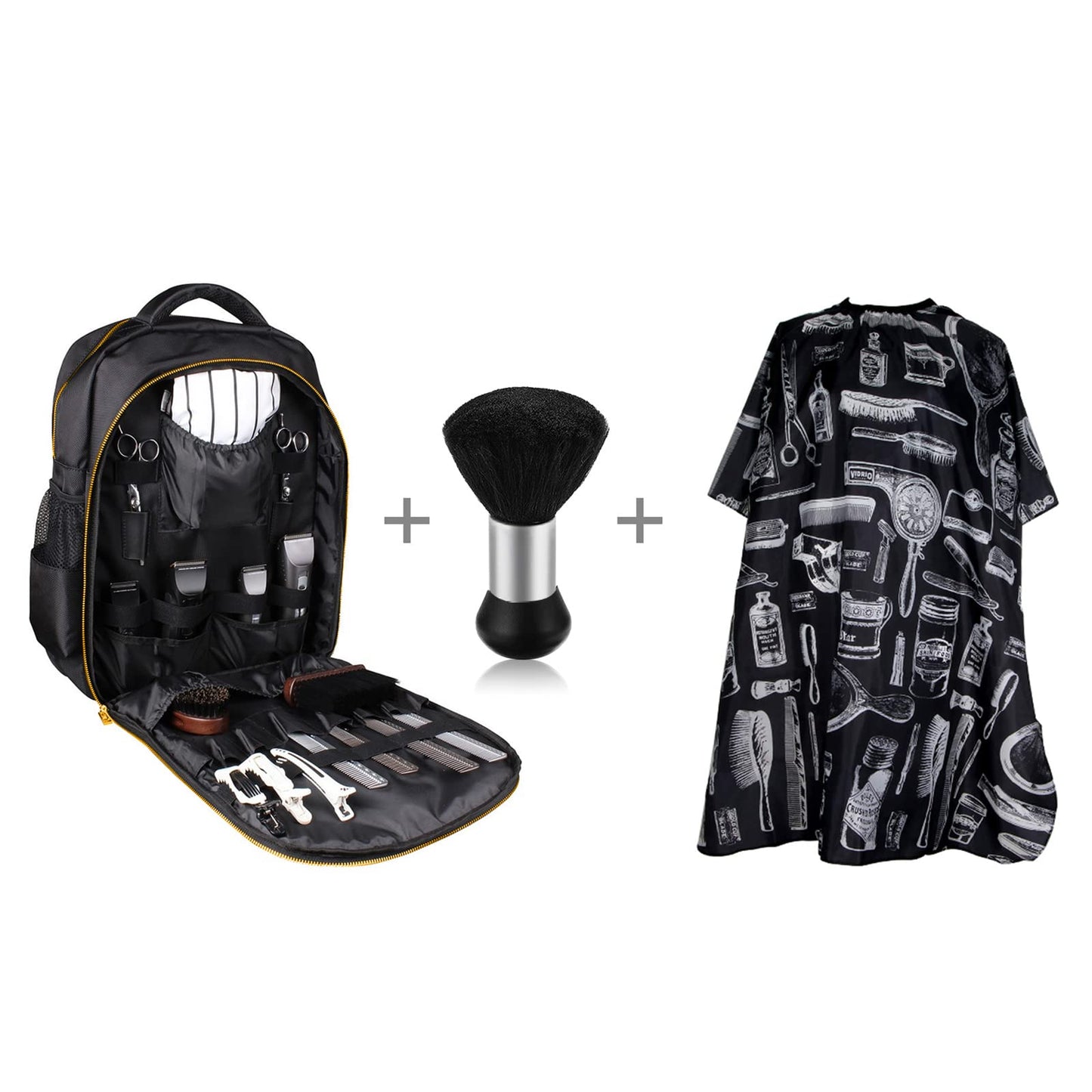Barber Supplies Barber Clippers Backpack for Barber,with 1PCS Barber Cape&Barber Brush,Large Capacity,Pure Copper Zipper,Water Proof,Barber Accessories of Professional Hair Cutting Tools Backpack