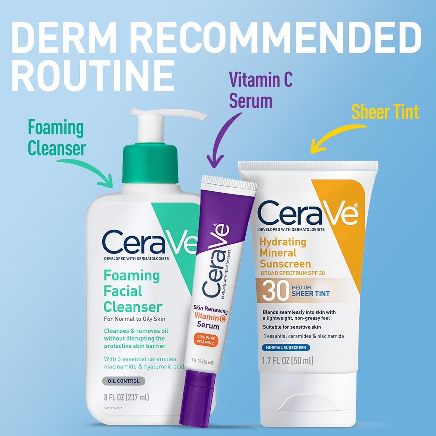 CeraVe Hydrating Mineral Sunscreen SPF 30 - Tinted Zinc Oxide Formula for Healthy Glow | Medium, 1.7 Fl Oz