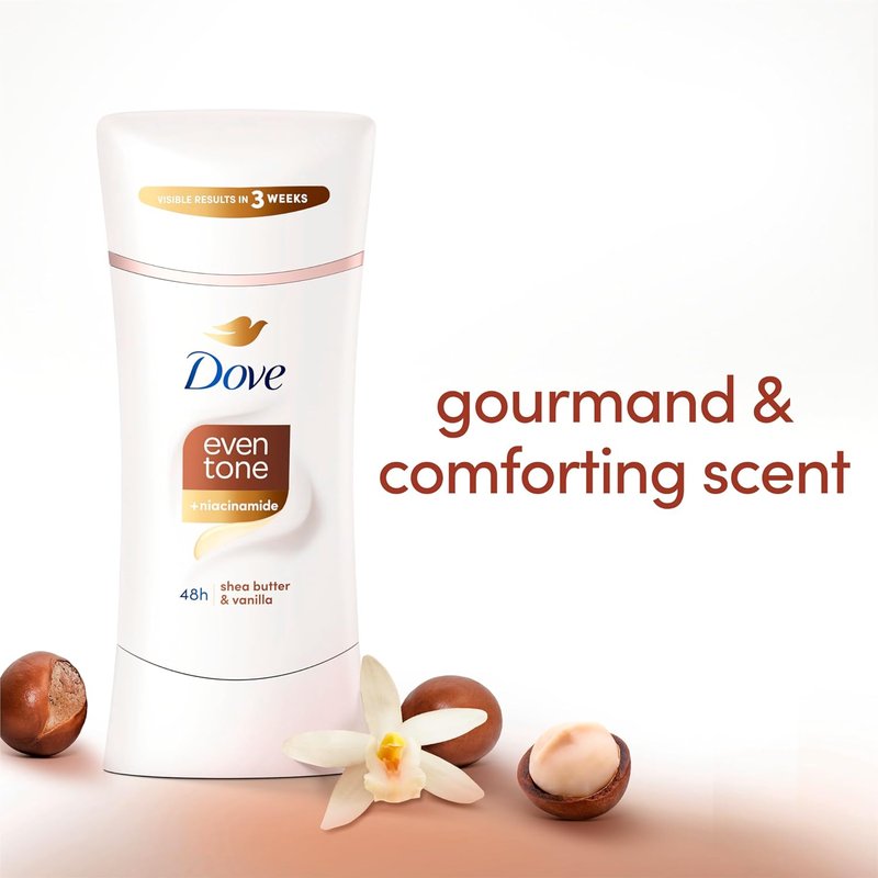 Dove Antiperspirant Deodorant Stick - Even Tone Shea Butter & Vanilla | 48H Odor Protection, 3-Pack, 2.6 oz